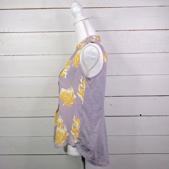 PORRIDGE Anthropologie Silverton Violet Floral Sleeveless Tank Blouse‎ Size XS - Picture 3 of 12
